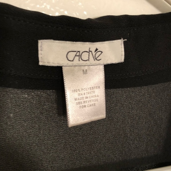 Cache Sleeveless Button Down Blouse Black Studded - Picture 10 of 10